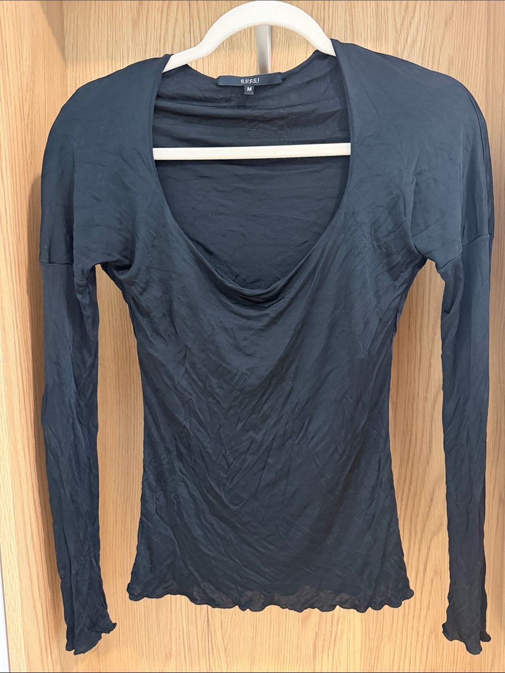 Gucci Black Long Sleeve Scoop Neck Top